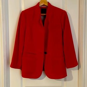 Express women’s  blazer. Red. Size small. Lined with blue and while stripes.